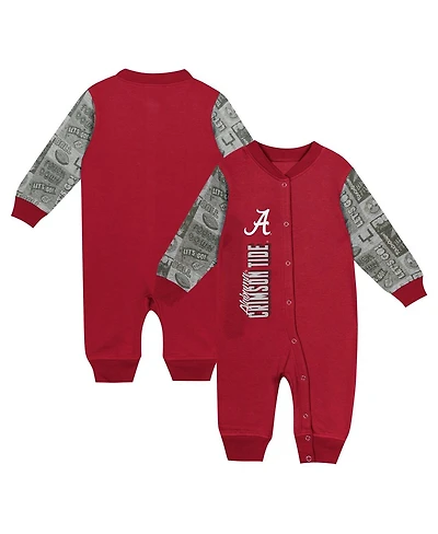 Outerstuff Baby Boys and Girls Crimson Alabama Tide Playbook Color Block Long Sleeve Coveralls