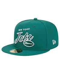 New Era Men's Green New York Jets Script Sided 59FIFTY Fitted Hat