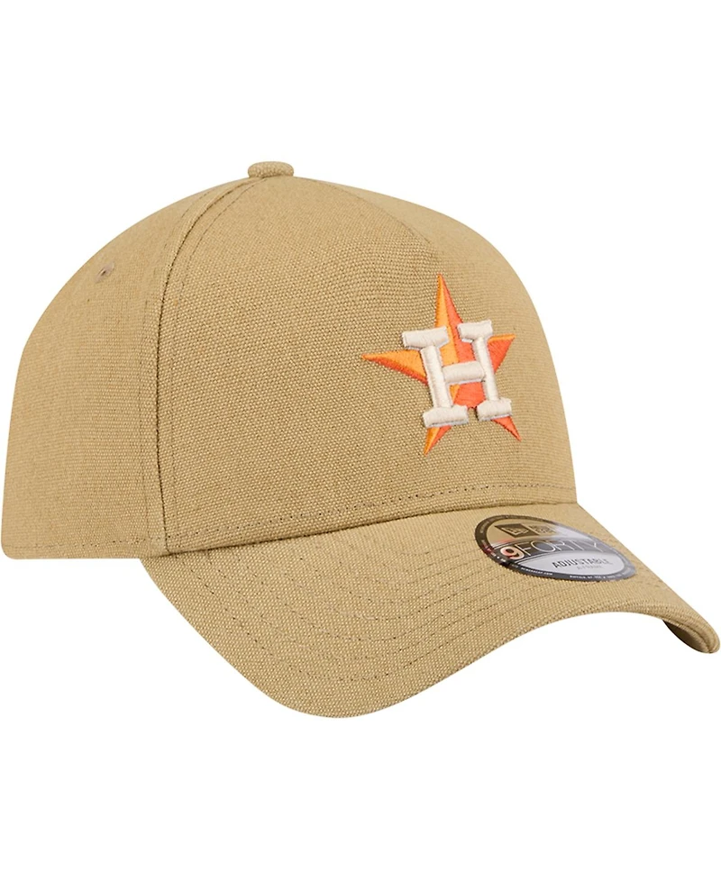 New Era Men's Khaki Houston Astros Logo Essentials 9FORTY A-Frame Adjustable Hat