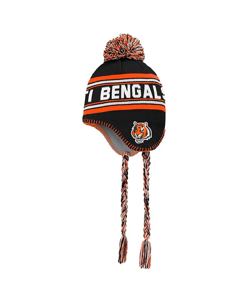 Outerstuff Preschool Black Cincinnati Bengals Jacquard Tassel Knit with Pom Hat