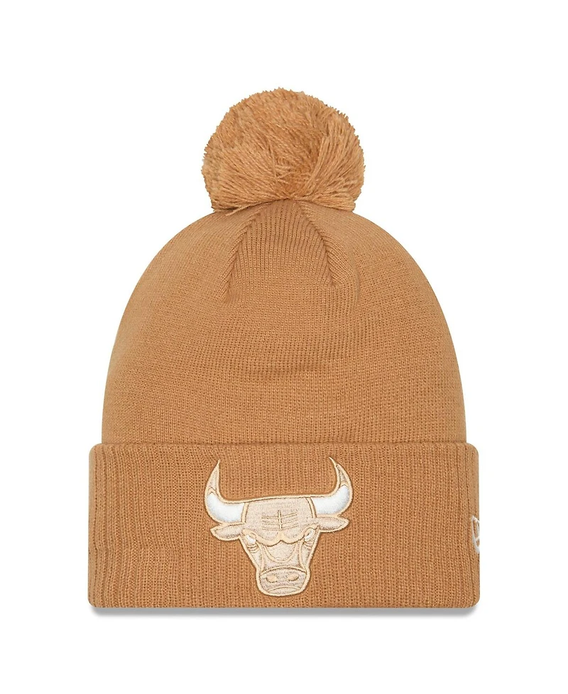 New Era Men's Tan Chicago Bulls 2024/25 City Edition Cuffed Knit with Pom Hat