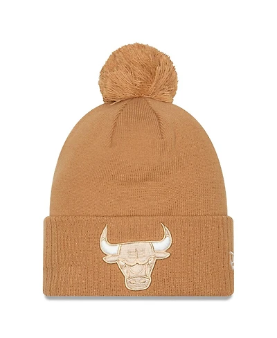 New Era Men's Tan Chicago Bulls 2024/25 City Edition Cuffed Knit with Pom Hat