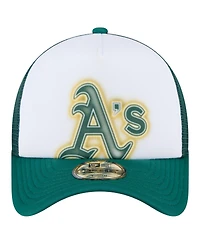 New Era Toddler White/Green Athletics Painted A-Frame 9FORTY Trucker Adjustable Hat