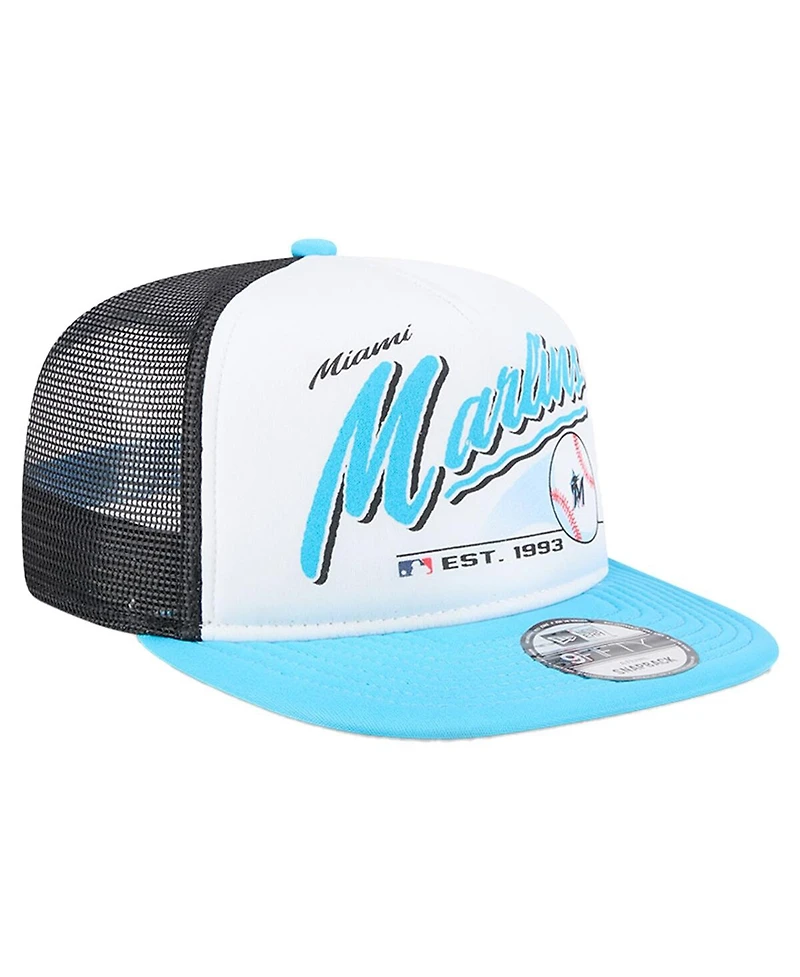 New Era Big Boys and Girls White Miami Marlins Retro 9FIFTY Snapback Hat