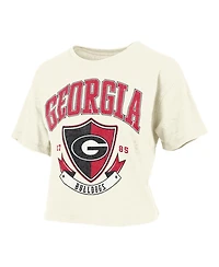 Pressbox Women's Cream Georgia Bulldogs Buckler Vintage Cropped T-Shirt