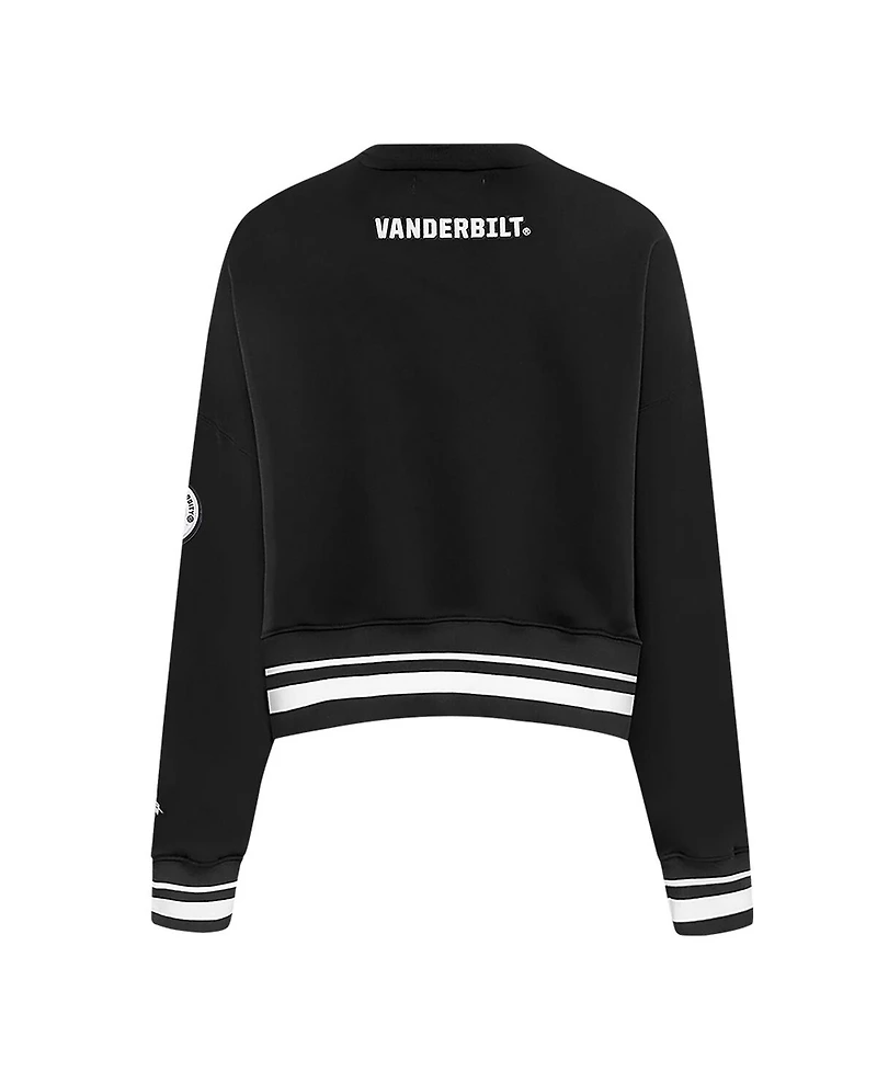 Pro Standard Women's Black Vanderbilt Commodores Cultivated-Pearl Cropped Pullover Sweatshirt
