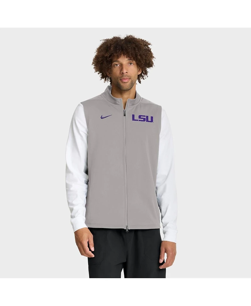 Nike Men's Gray Lsu Tigers Primetime Victory Performance Full-Zip Vest