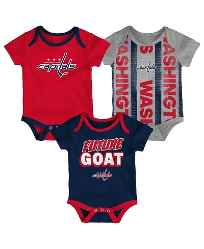 Outerstuff Newborn 3-Pack Washington Capitals Loyal Buddies Bodysuit Set