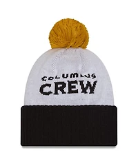 New Era Men's White Columbus Crew 2025 Jersey Hook Cuffed Knit with Pom Hat