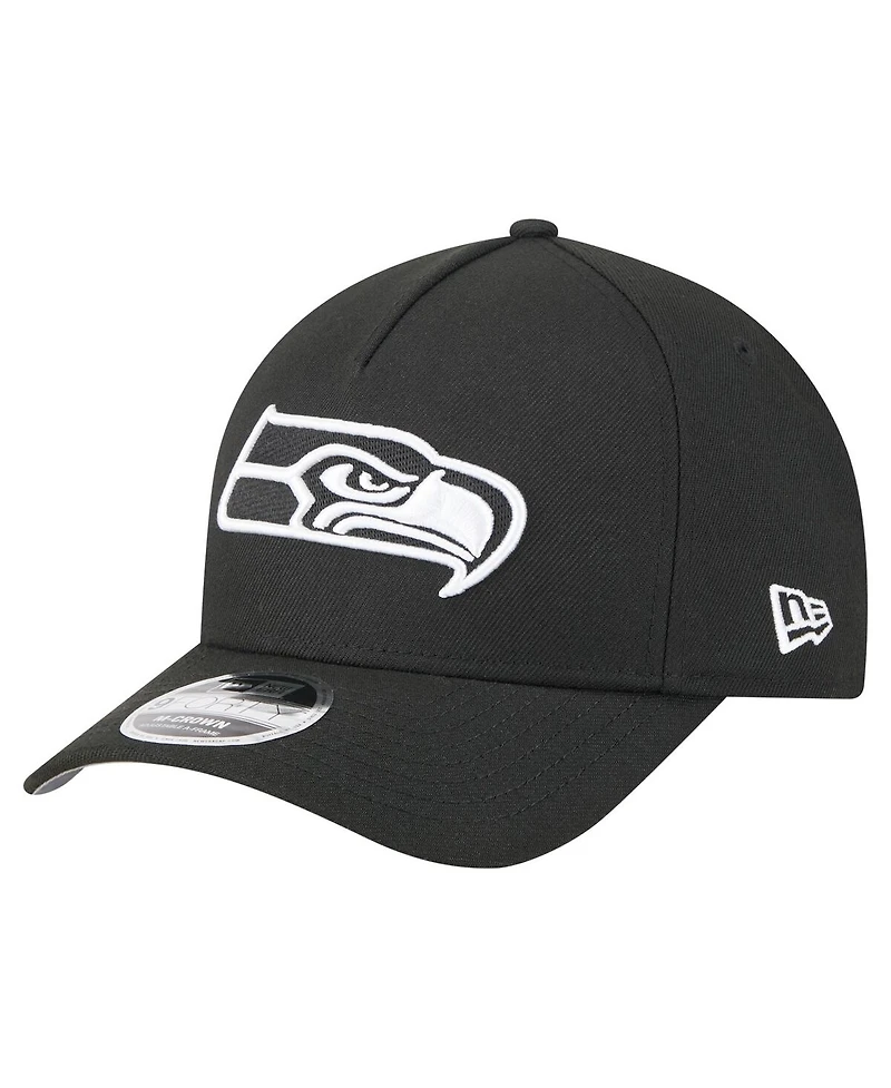 New Era Men's Black Seattle Seahawks Team Collection 9FORTY M-Crown A-Frame Adjustable Hat