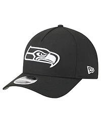 New Era Men's Black Seattle Seahawks Team Collection 9FORTY M-Crown A-Frame Adjustable Hat