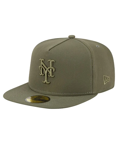 New Era Men's Olive New York Mets Color Pack A-Frame 59FIFTY Fitted Hat