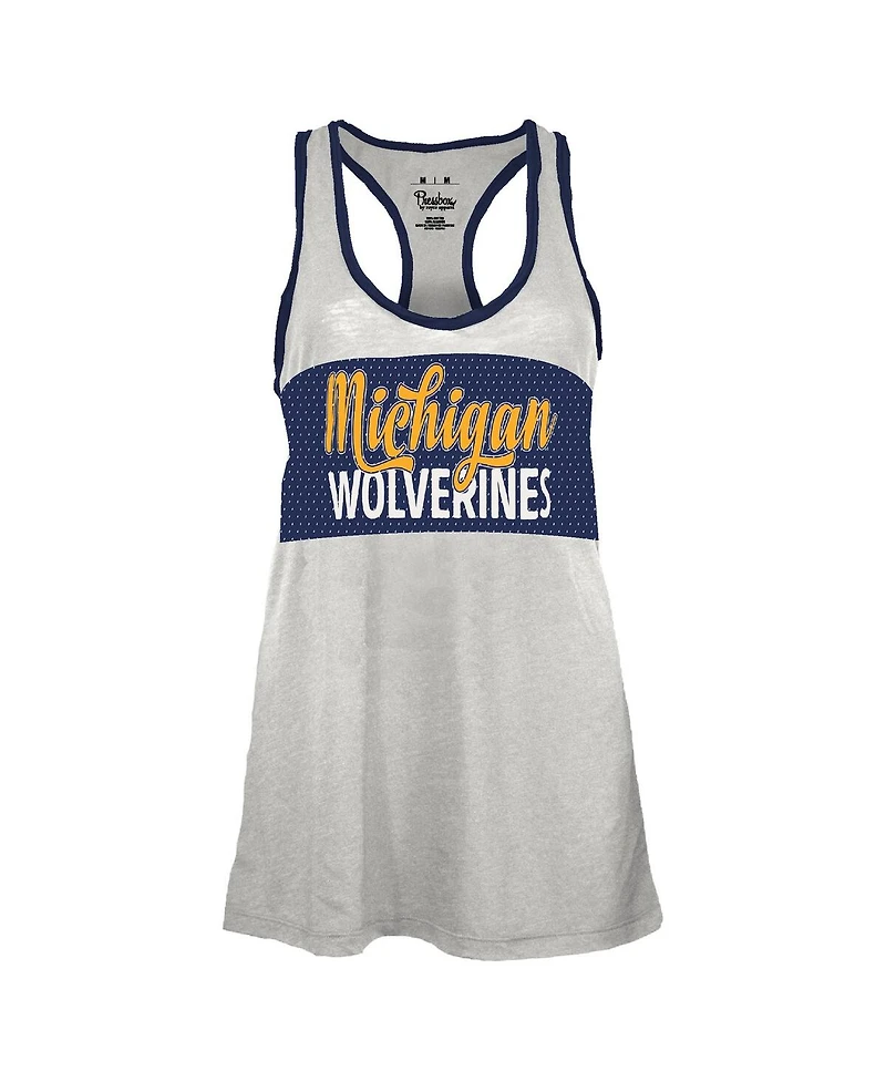Pressbox Women's White/Navy Michigan Wolverines Tracy Racerback Burnout Tank Top