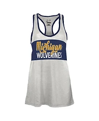 Pressbox Women's White/Navy Michigan Wolverines Tracy Racerback Burnout Tank Top