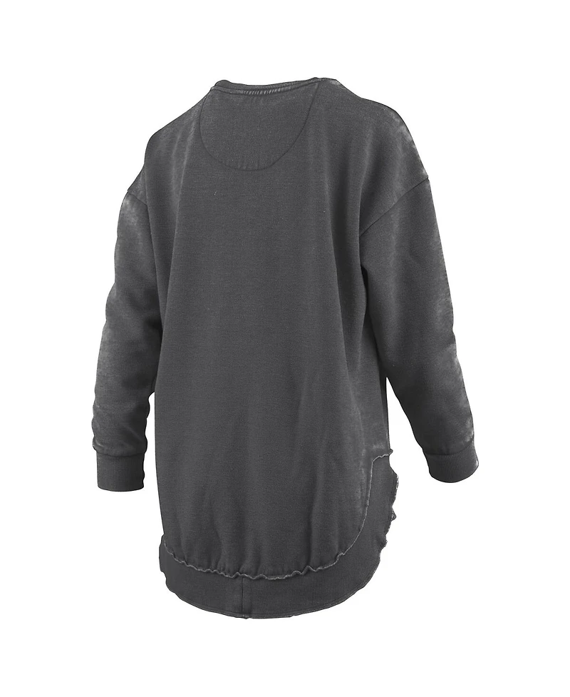 Pressbox Women's Black Nebraska Huskers Melange Poncho Vintage Fleece Long Sleeve Pullover Sweatshirt
