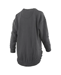 Pressbox Women's Black Nebraska Huskers Melange Poncho Vintage Fleece Long Sleeve Pullover Sweatshirt