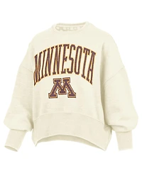 Pressbox Women's Natural Minnesota Golden Gophers Oversized Waist-Length Crewneck Sweatshirt