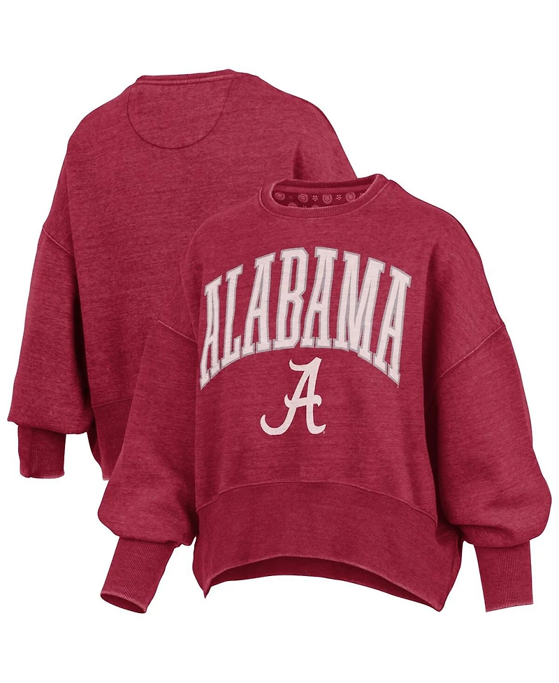 Pressbox Women's Crimson Alabama Tide Oversized Waist-Length Crewneck Sweatshirt