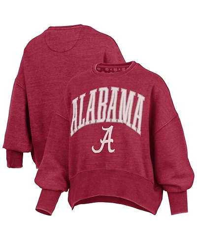 Pressbox Women's Crimson Alabama Tide Oversized Waist-Length Crewneck Sweatshirt