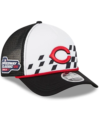New Era Men's White/Black Cincinnati Reds 2025 Mlb Speedway Classic Fashion Pack A-Frame 9FORTY Adjustable Hat