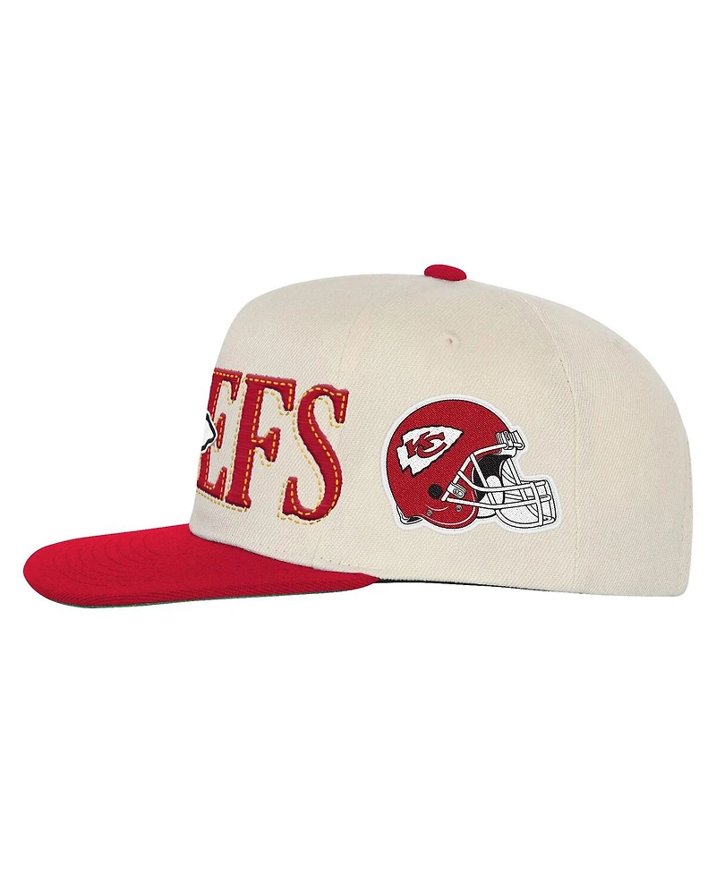 Mitchell & Ness Big Boys and Girls Cream/Red Kansas City Chiefs Across the Board Vintage Snapback Hat