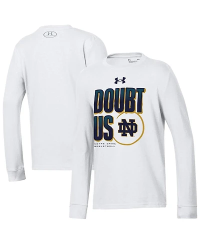 Under Armour Big Boys and Girls White Notre Dame Fighting Irish March Madness Unity Long Sleeve T-Shirt