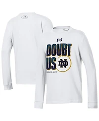 Under Armour Big Boys and Girls White Notre Dame Fighting Irish March Madness Unity Long Sleeve T-Shirt