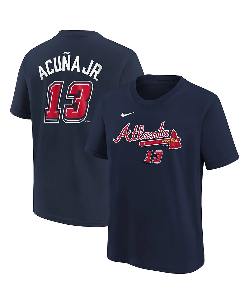 Nike Preschool Ronald Acuna Jr. Navy Atlanta Braves 2025 Mlb Speedway Classic Name Number T-Shirt