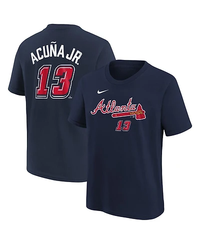 Nike Preschool Ronald Acuna Jr. Navy Atlanta Braves 2025 Mlb Speedway Classic Name Number T-Shirt