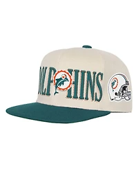 Mitchell & Ness Big Boys and Girls Cream/Aqua Miami Dolphins Across the Board Vintage Snapback Hat