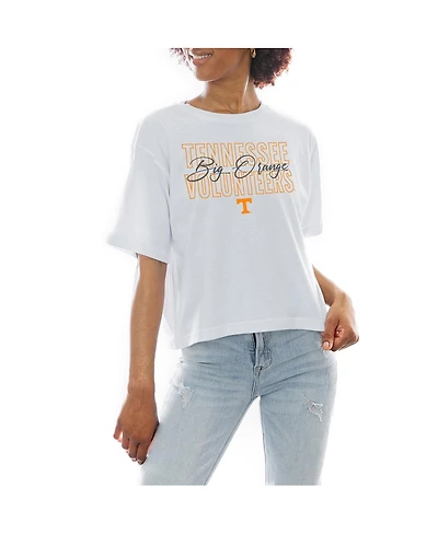Gameday Couture Women's White Tennessee Volunteers Slogan Boxy Fit Cropped T-Shirt