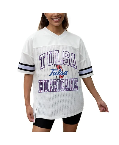 Gameday Couture Women's White Tulsa Golden Hurricane Iconic Oversized Fashion Jersey
