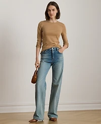 Lauren Ralph Petite Cotton Long-Sleeve Crewneck Top