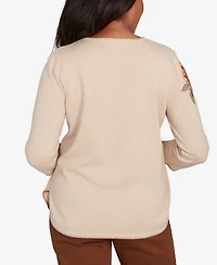 Alfred Dunner Petite Embroidered Flower Sweater