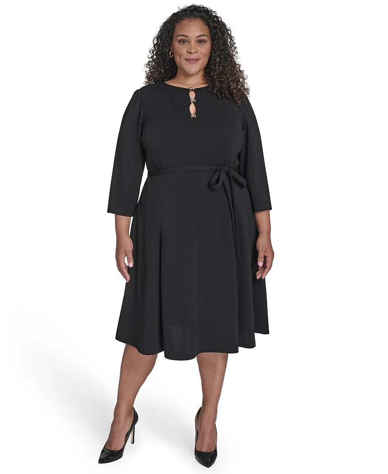 Jessica Howard Plus Jewel Neck Fit and Flare Dress