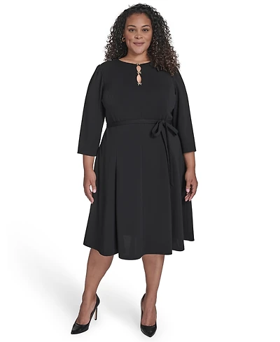 Jessica Howard Plus Jewel Neck Fit and Flare Dress