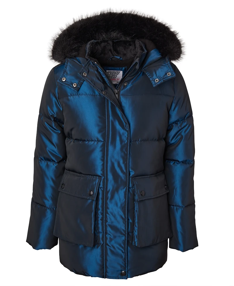 Kensie Girl Big Girls Iridescent Hooded Puffer Jacket
