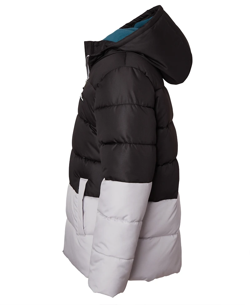Ixtreme Big Boys Color Blocked Ripstop Puffer Jacket with Beanie