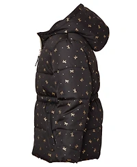 Kensie Girl Toddler and Little Girls Foil Bow Puffer Jacket with Beanie