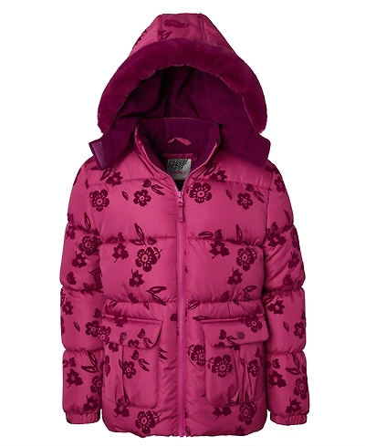 Kensie Girl Big Girls Flocked Floral Puffer Jacket