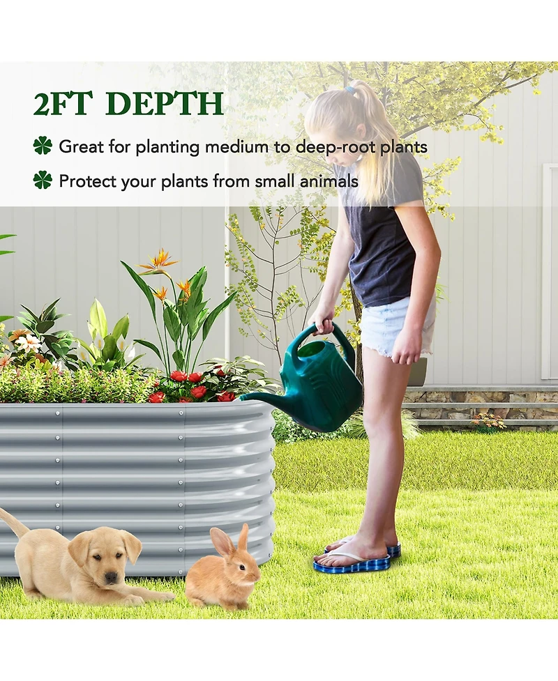 Gymax Raised Garden Bed Kit Planter Raised Garden Boxes Outdoor 65'' x 32'' x 24''