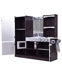 Akiudex Kids Wooden Modern Kitchen Cooking Pretend Play Set