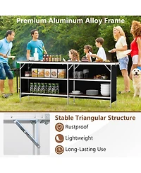 Akiudex Aluminum Folding Picnic Table with 2 Shelves