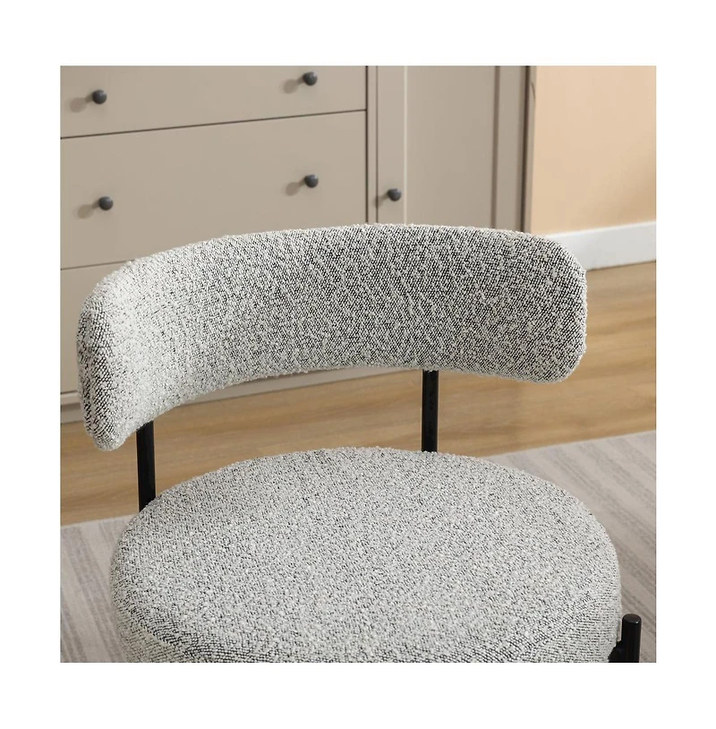 Roundhill Furniture Durban 3-Pc Round Dining Set, Trestle Dining Table with 2 Boucle Chairs