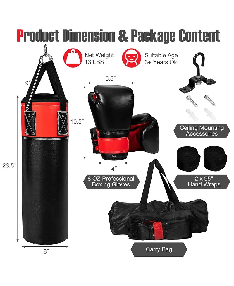 Akiudex Kids Punching Bag Set with Gloves and Mounting Kit