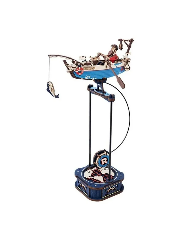Robotime 3D Puzzle, Wooden Building Kits with Ocean Fisher Model, Diy Pendulum Toy for Kids Adults, Multicolored, 6.9"7.3"13.2"