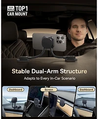 Baseus for Magsafe Car Mount, Dual Arm Adjustable Magnetic Phone Holder for Car, Reversible Flexiable Cell Phone Car Mount