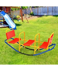 Akiudex 3-Seater Kids Teeter Totter with Backrest and Handrails for Ages 3–8