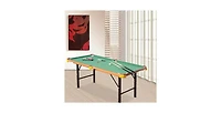 Slickblue Fleece Top Pool Table Set with Balls, Cues, and Rack for Home Game Room