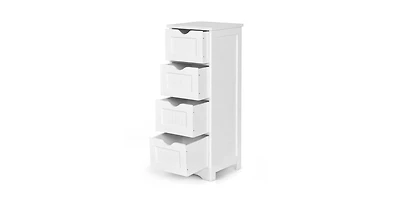 Modern Farmhouse Bathroom Floor Cabinet with 4 Drawers in Wood Finish